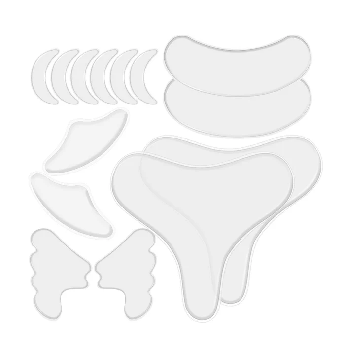 Оптовая продажа, многоразовые удобные прозрачные силиконовые накладки на шею и грудь против морщин, накладки для кожи вокруг глаз во время сна