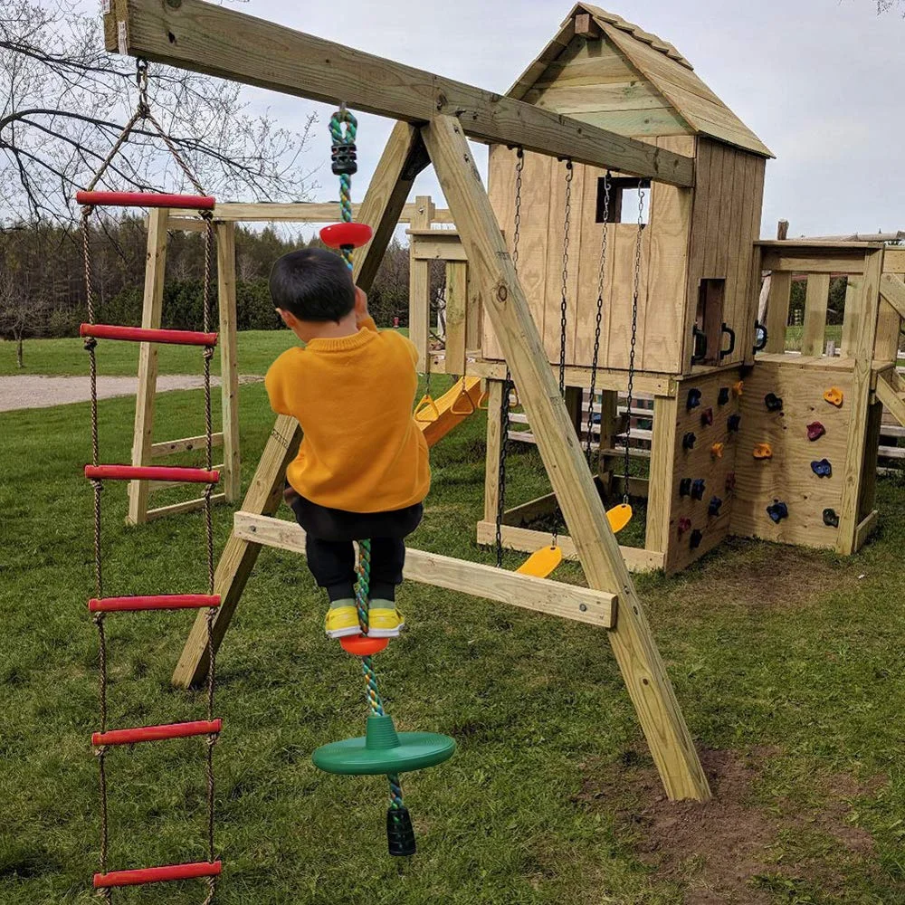 
Plastic Platforms Outdoor Play Equipment Nylon Kids Rock Tree Outdoor Climbing Swing Rope Ladder 