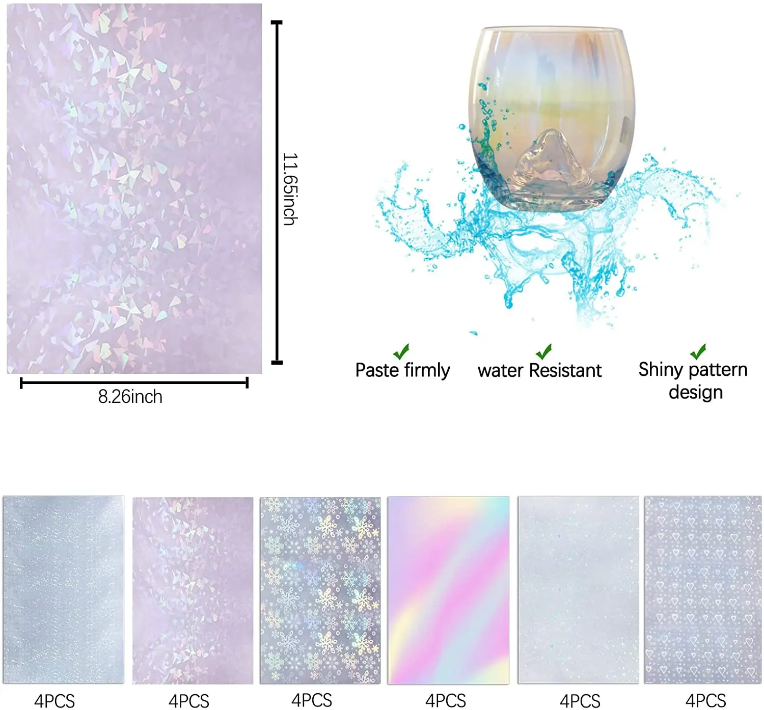 Custom Clear A4 Vinyl Sticker Paper Self-Adhesive Waterproof Transparent Holographic Sticker Paper