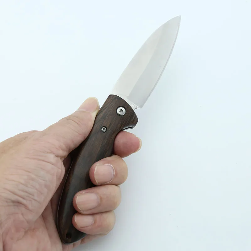 3-layer composite sandwich steel Folding Knife Custom Leopard pattern Ebony Handle Pocket Knife Tactical Survival Hunting knife