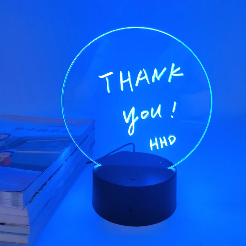 Diy Children Gift Blank 3d Creatives Pen Rewrit Acrylic Note Board Led Rewrirable Night Light With Message Board