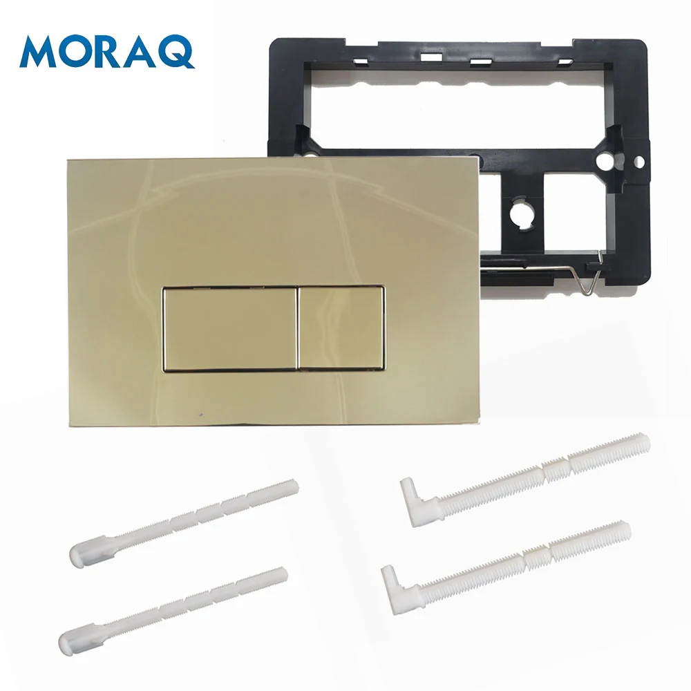New Inventions Toilet Parts Double Push Button Solid Ss304 Brushed Gold Flush Plate Concealed Toilet Cistern Panel