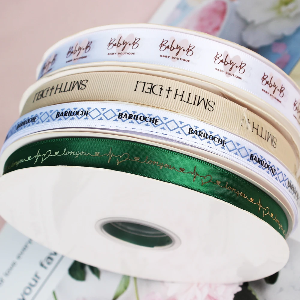 Factory Wholesale Flower Brooch  for Fabrics Basket Gift Packaging Ribbon Personalized Customization  Grosgrain Printing