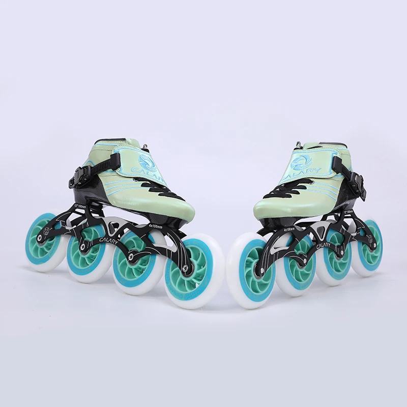 Professional roller skates training green pink roller skates with big wheels and four wheels