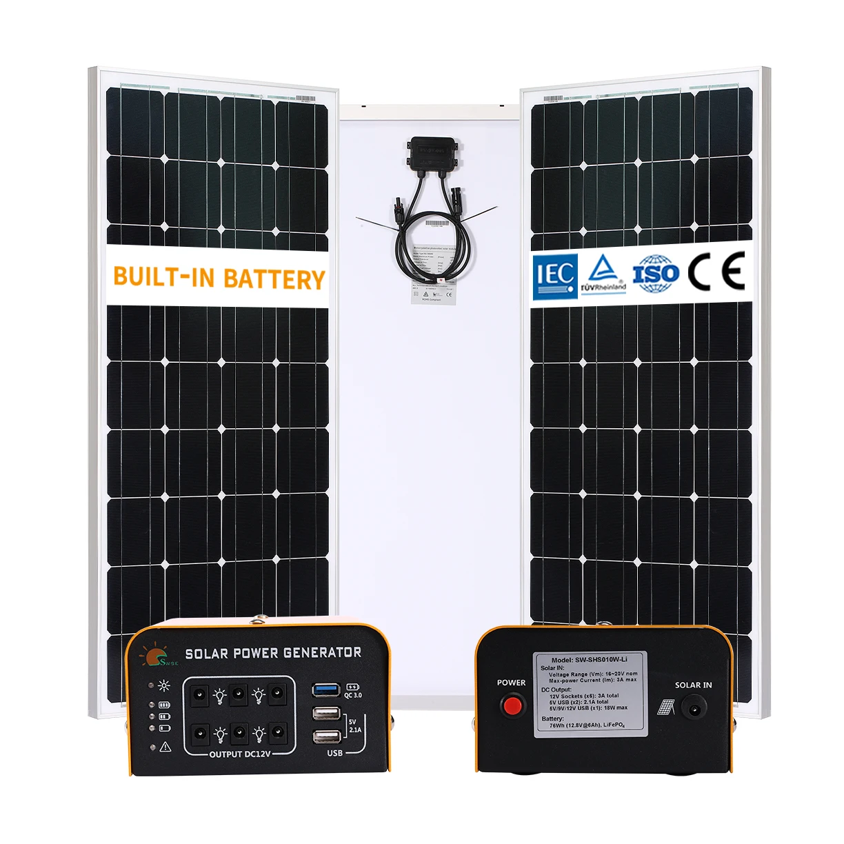 New Arrival Built In Battery off-grid USB3.0 DC Outlet 20W Home Solar System Kit