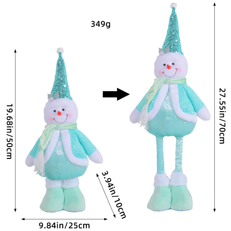 2407 ganglian Blue telescopic figure Wholesale Santa Claus Snowman standing doll Rudolph Faceless decoration