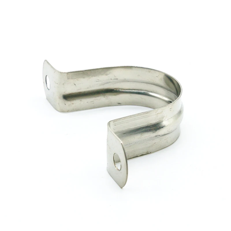 2 Hole 304 Stainless Steel Rigid Pipe Strap Saddle Clamp Wire Clamp U-Shaped Tube Pipe Cable Tie Clips