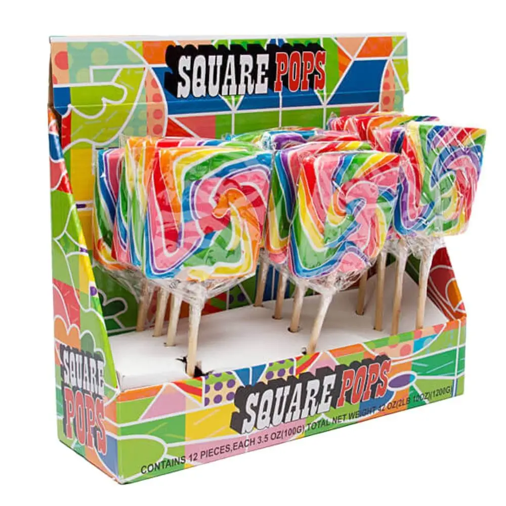 Wholesale Custom Halal Sweet Confectionery Swirl Handmade Twist Fruit Flat  Big Swirl Rainbow Hard Lollipop Candy Lollipop Toys