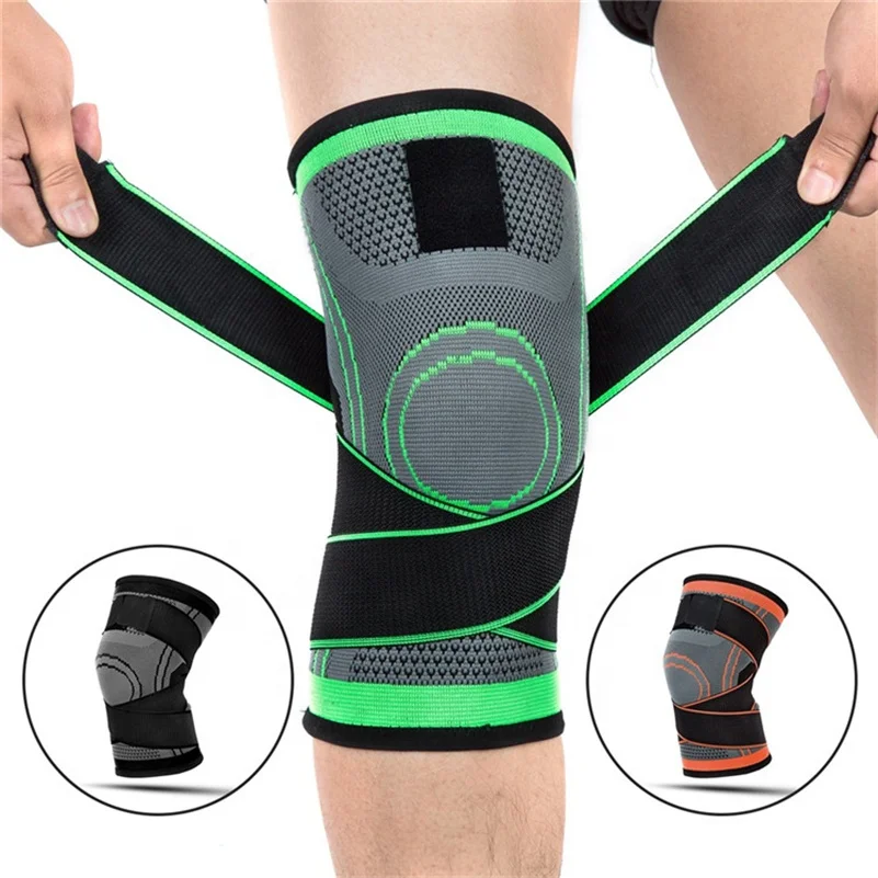 Knitted Elastic Compression Knee Sleeve Breathable Sports Knee Brace Adjustable Knee Support Pads For Fitness