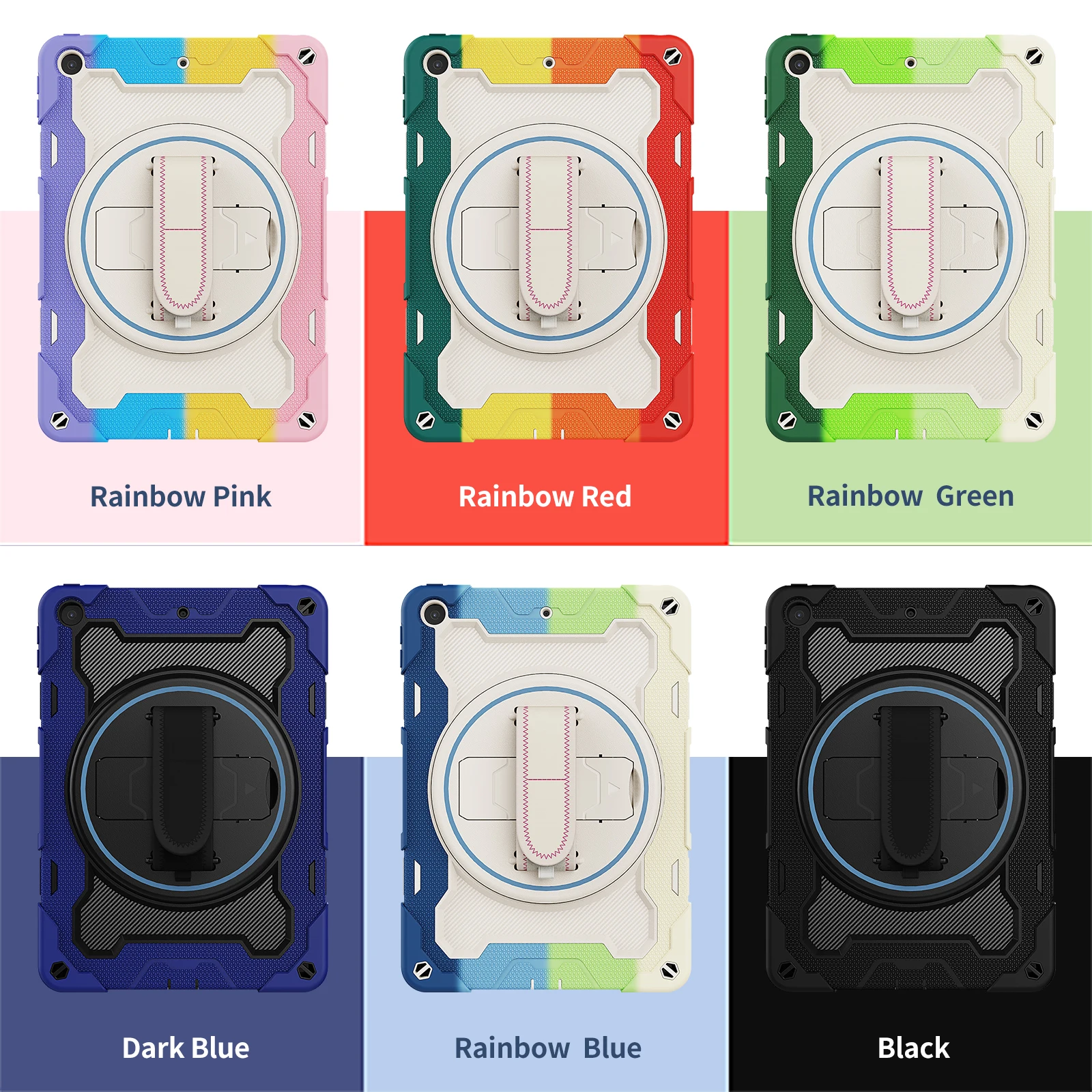 ROISKIN 2 IN 1 Design 360 Rotation kickstand with handle Elastic recovery Military level anti-fall tablet case for Ipad 10.2