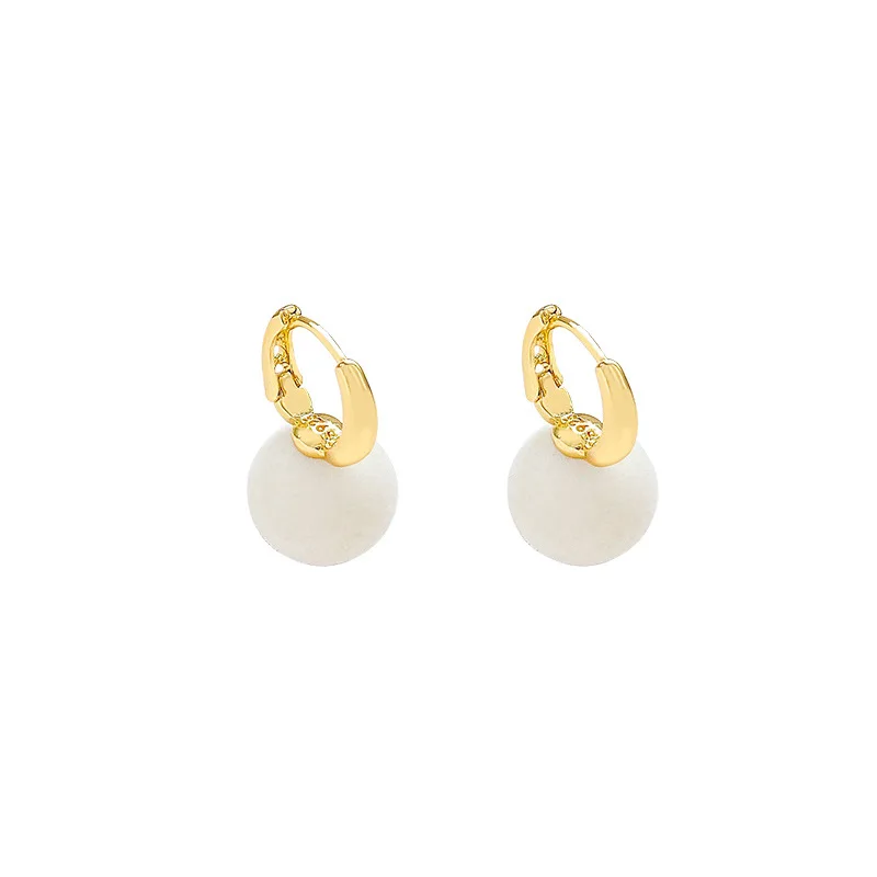 Korean autumn and winter flocking red earrings retro ear clasp French high sense of niche temperament all