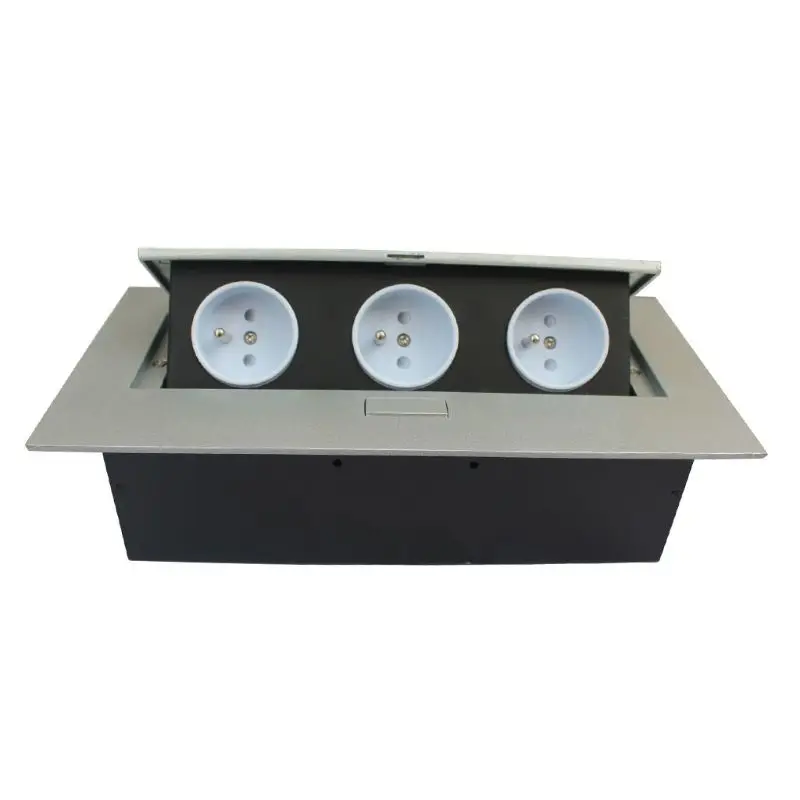 Multimedia Outlet Connection Box Desktop Pop-up 3 Power EU Plug Socket for Home