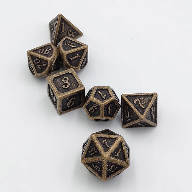
10 Sided Retro Gold Color Mini Metal Red High- class Dice Set 10mm Custom Polyhedral Game Dice 