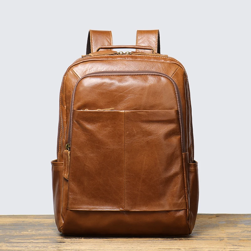 Wholesale Men Business For 16inch Macbook Laptop Cowhide Custom Luxury Genuine Real Leather Backpack