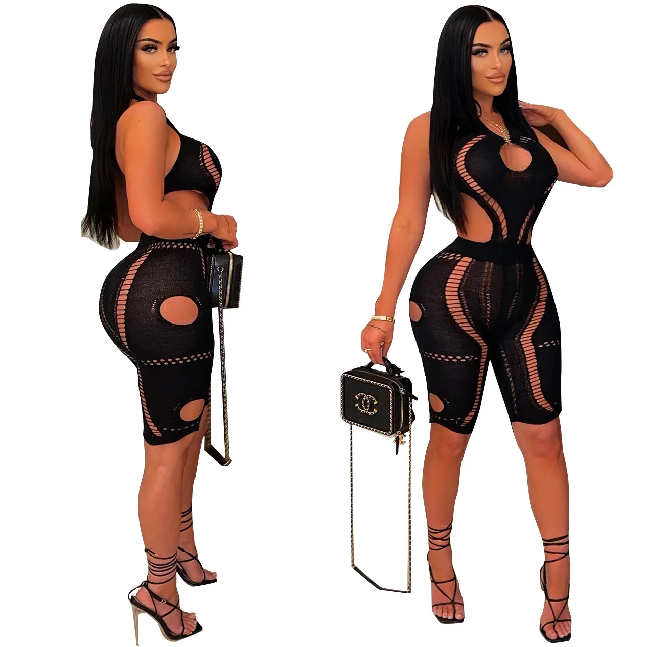 Sexy Hollow Out Jumpsuits For Women Summer Women Clothing Knitted One Piece Jumpsuit Pants Women