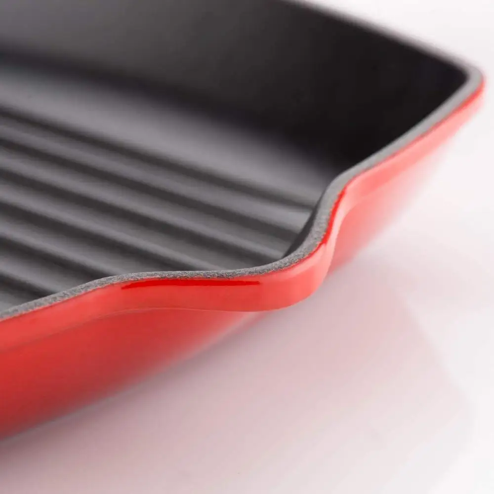 Rectangular Enamel Cast Iron Electric Griddle With Loop Handle