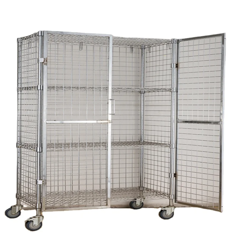 Chrome plated flat net rack four side fence trolley carbon steel logistics (1600232928335)