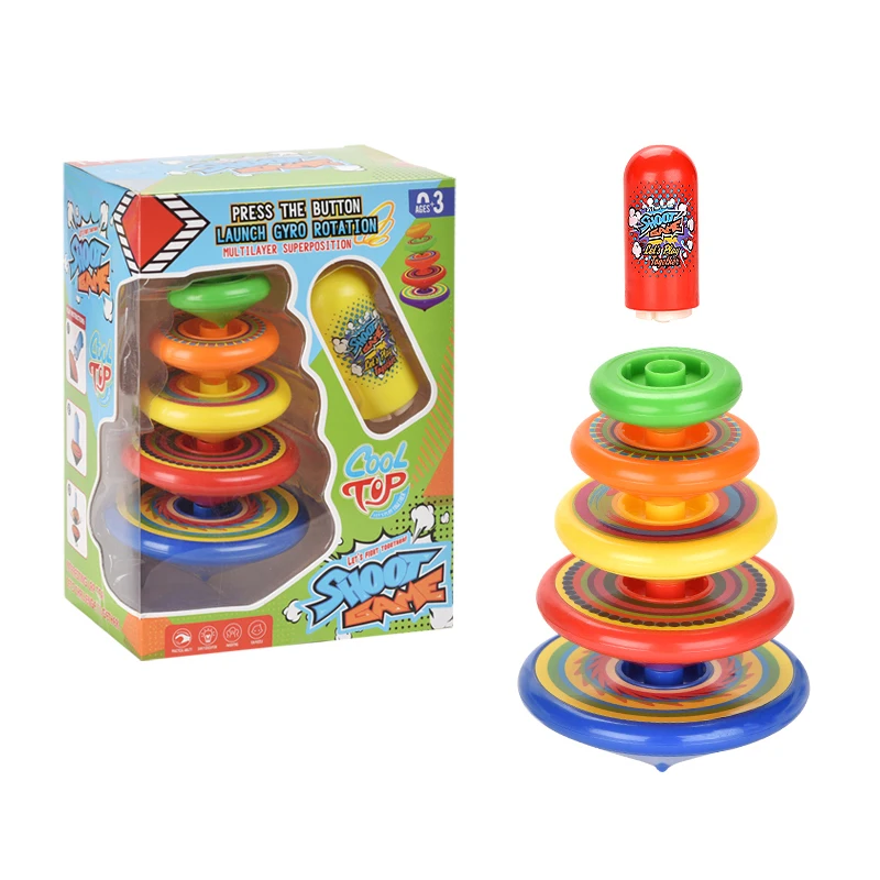 Wholesale colorful stacking gyro toys funny baby stacking and spinning toy top