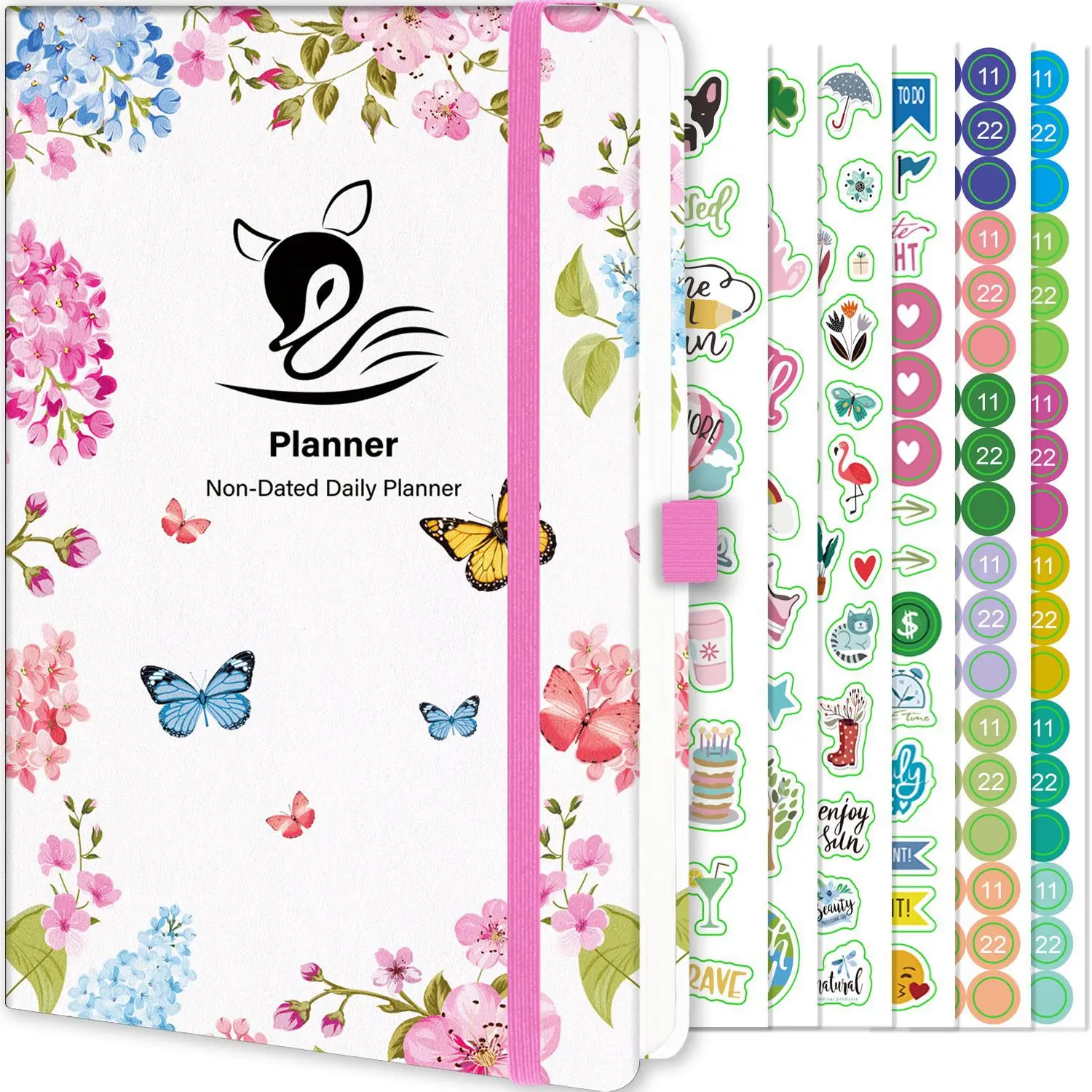 2024 Non-Dated Planner Notebook PU Leather Notebook Hardcover Journal with A5 Note