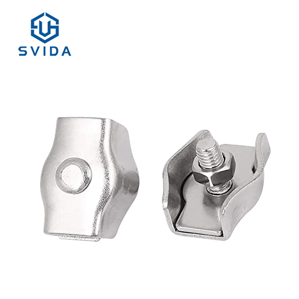 SS304 SS316 Single Wire Rope Clips Cable Clamp With Bolt And Nut