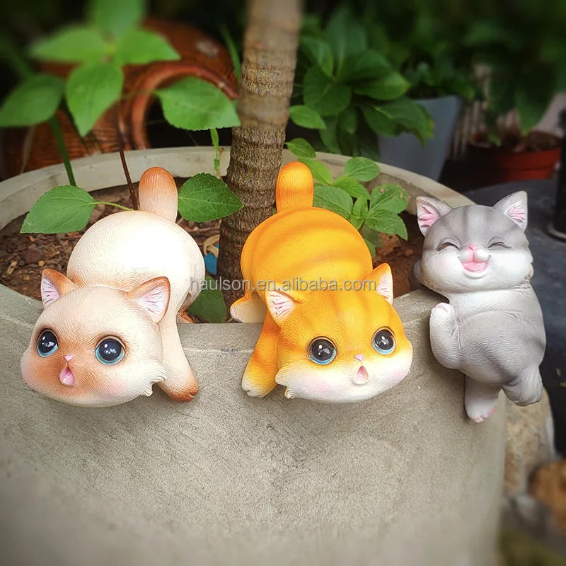 Wholesale Custom Cute Cat Flower Pot Resin Statue Ornaments Suitable for Outdoor Garden Landscape and Fish Tank Hanging