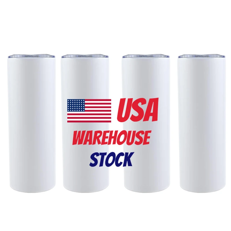 USA warehouse 20 oz straight stainless steel double wall Matte blank skinny sublimation tumblers