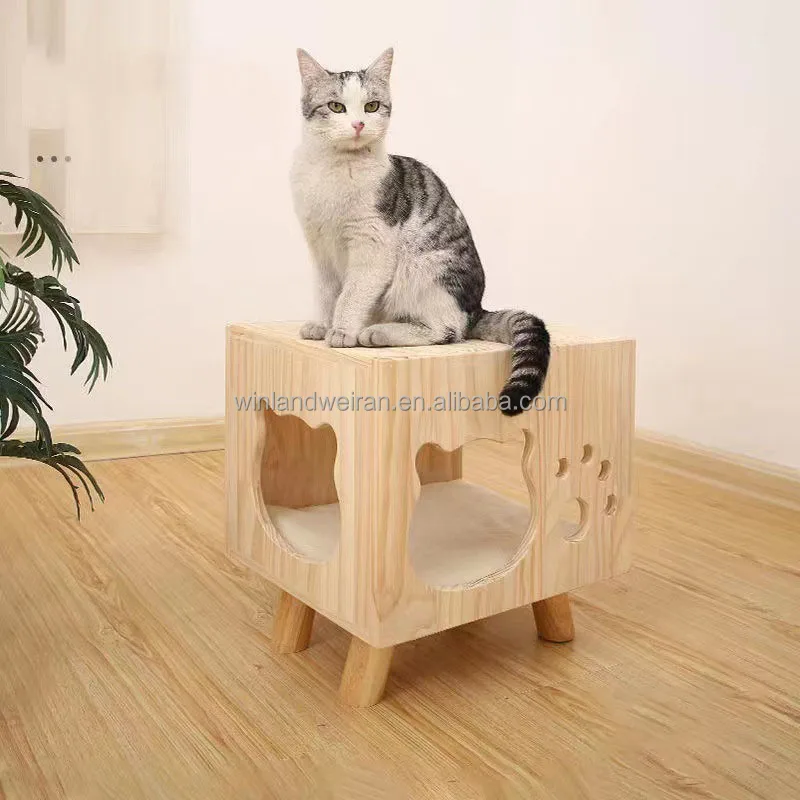 Hot Selling Multi-Function Bedroom Pet Furniture Small Indoor Wood Cat House