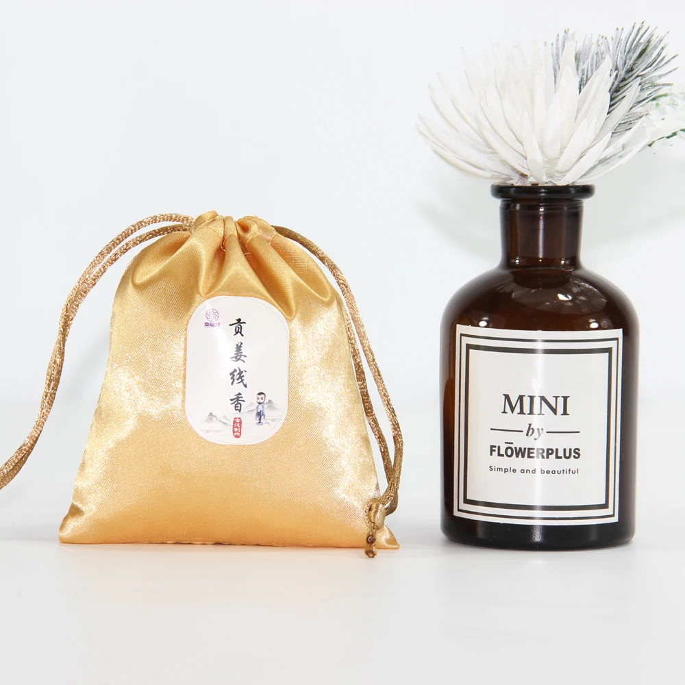 High Quality Custom Printed Logo Satin Bag Colorful White Beige Drawstring Style for Gift Giving