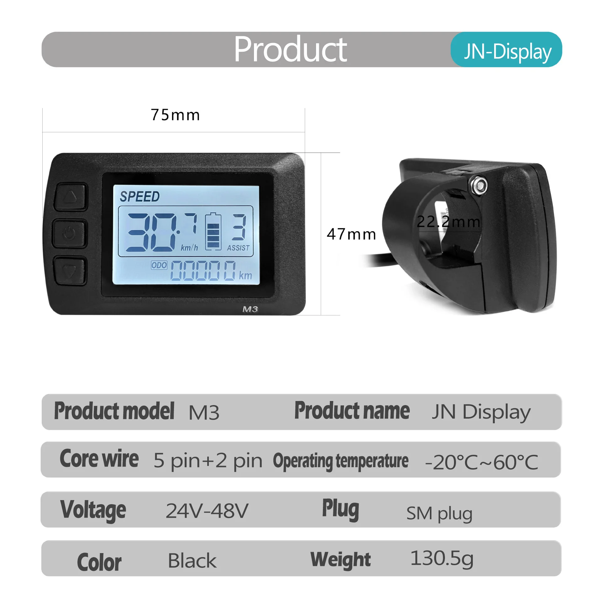 24V 36V 48V Electric Bicycle Smart Control Panel LCD-M3 Display Ebike Suitable Accessories SM Connector Conversion Kit LCD-M3