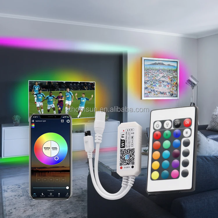 Amazon Hot Sale LED Kit Music Sync Voice Control Google Home Alexa Tuya 5M 10M Smart WIFI 5050 RGB LED Strip Lights