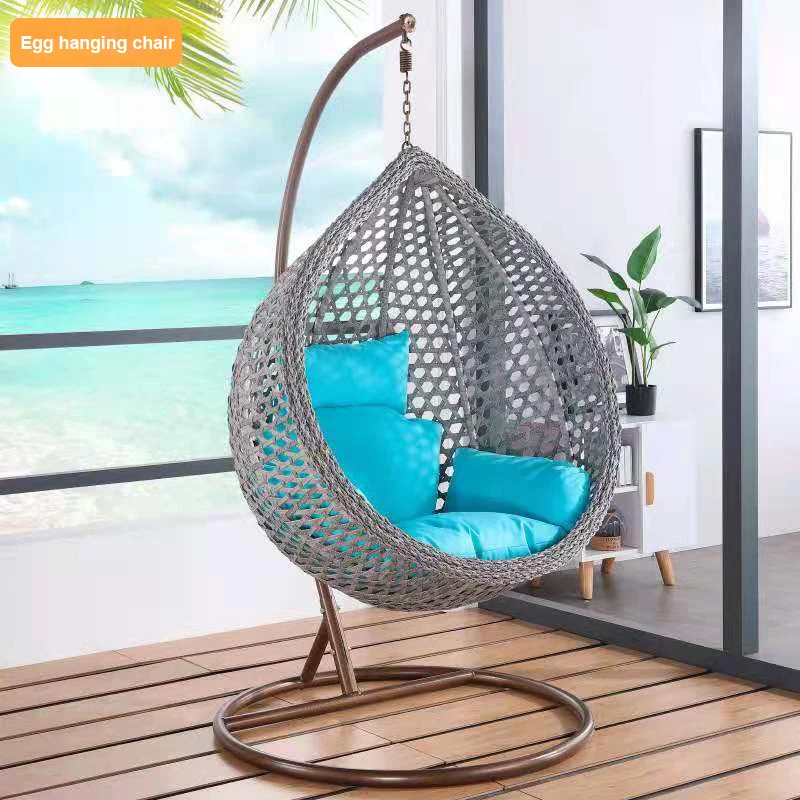 2024 New Folding Outdoor Chair Rattan Hot Selling Modern Rattan Egg Hanging Chair Paris Cafe Parisian Bistro Swing Egg Chair