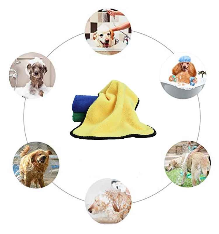Custom Size Wholesale OEM Logo Washable Quick Dry Absorbent Water Microfiber Pet Bath Towels Dog Towel