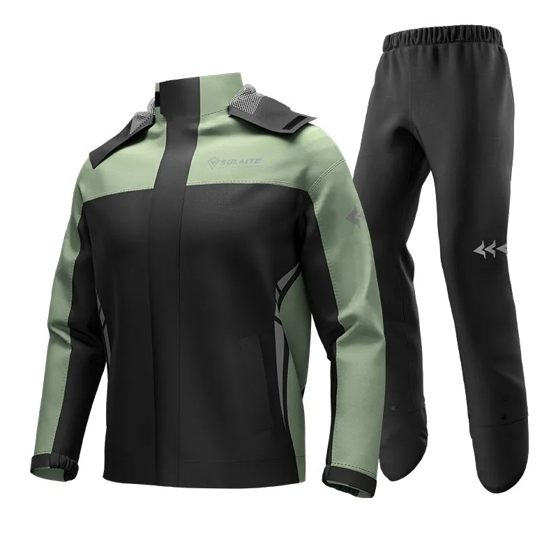 SULAITE  Waterproof Capa De Chuva Reticulate Breathable Impermeable Motorcycle Rain Coat And Pants Black