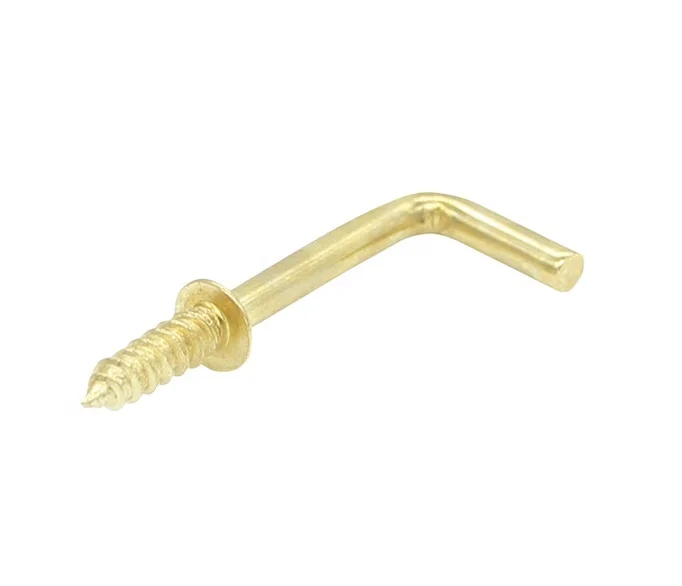 
Gold Color Copper Plated Metal Right-angle Hooks 7 Shape Screw Hooks Self-tapping Screws Hooks L Shape Hooks 2.16 Inches 