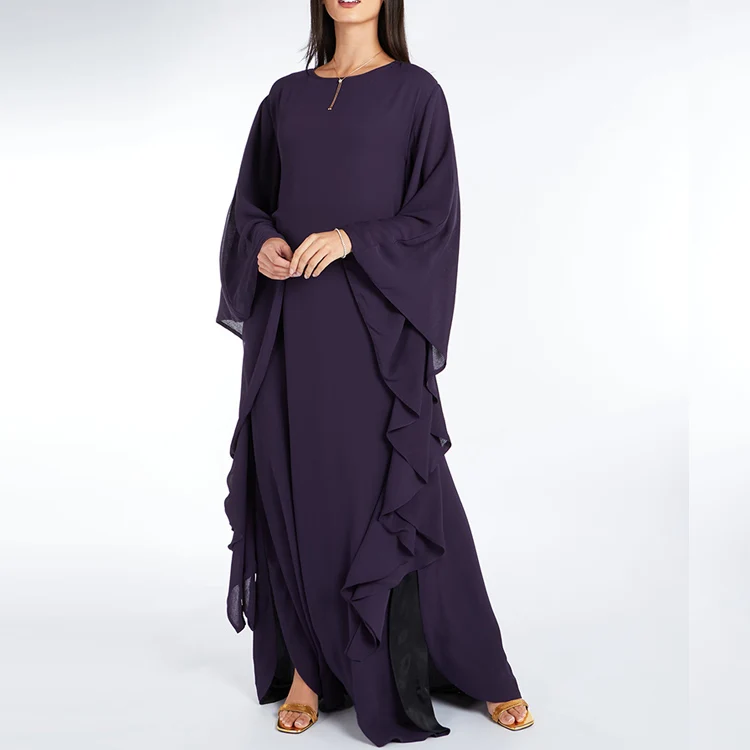 Kleid традиционная мусульманская одежда и аксессуары на заказ 2024 оборками Дубай шифоновое модное Макси абайя женское мусульманское платье