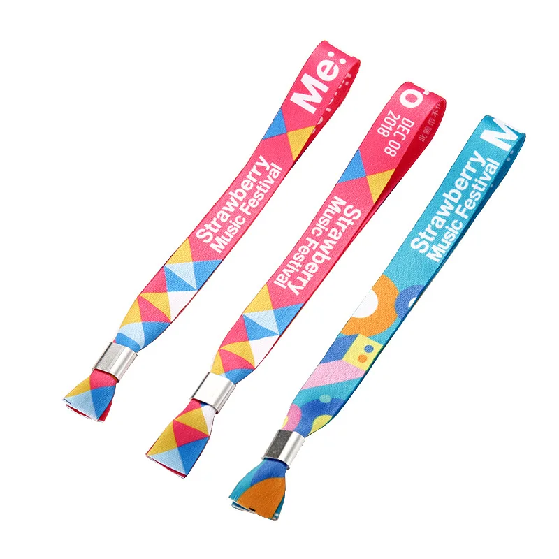 Custom Promotion Cheap Festival Event Wristband Satin Bracelet Fabric Wristband With Slide Lock
