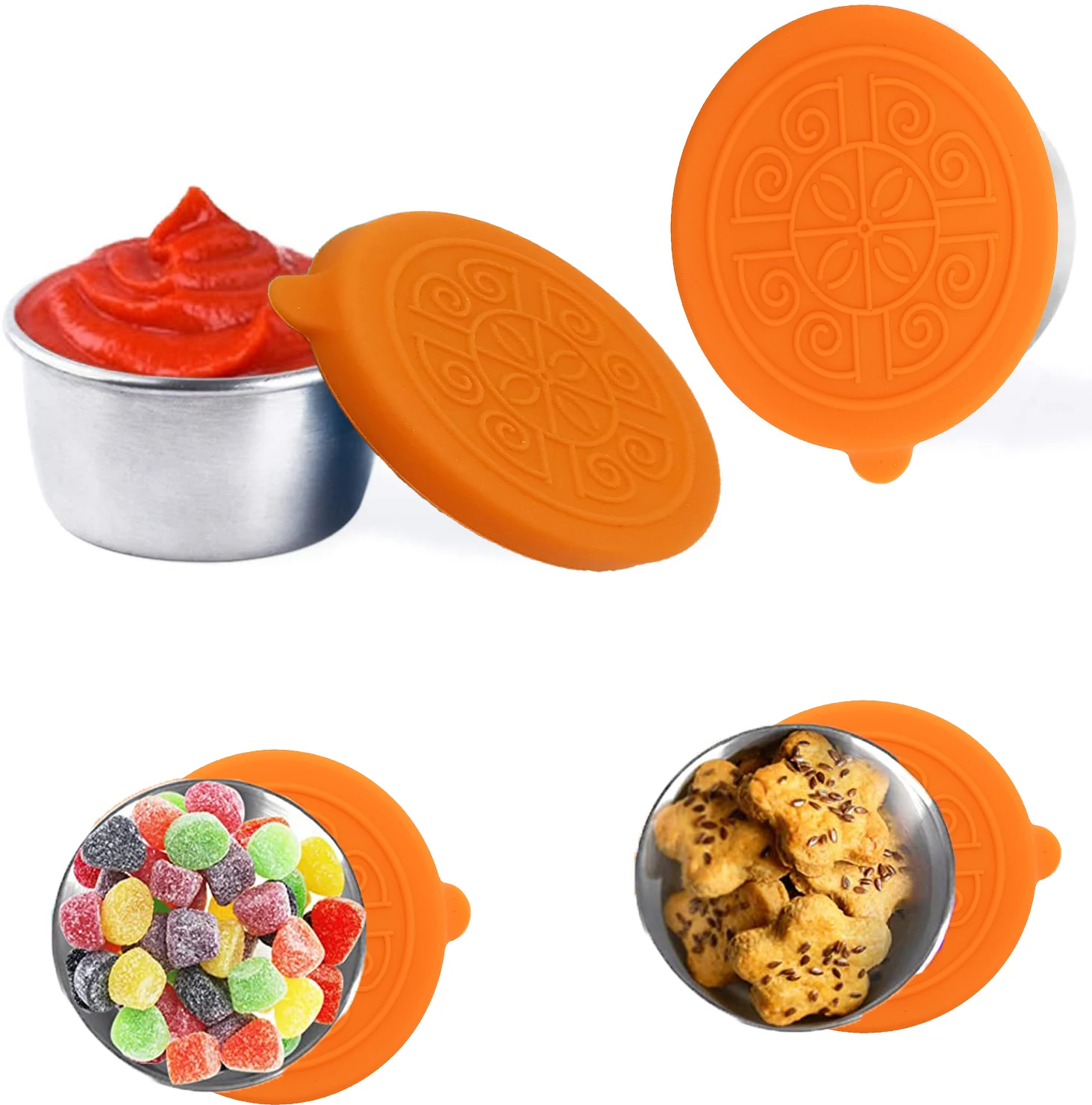 Food Grade Small Sauce Cup 304 Stainless Steel Sauce Cup with Silicone Lid