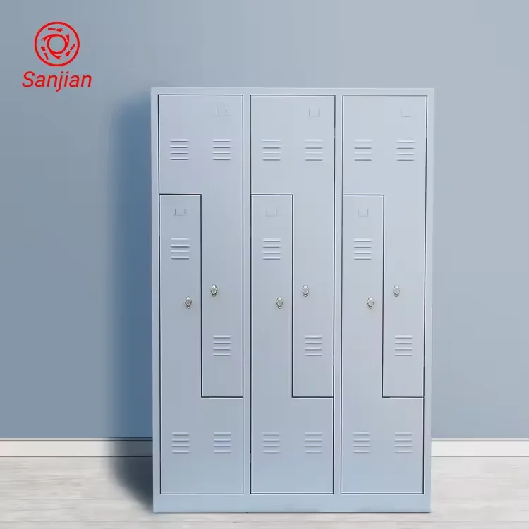 different colour steel iron almirah design  Z-shaped gym steel closet luggage storage locker changing clothes storage cabinet