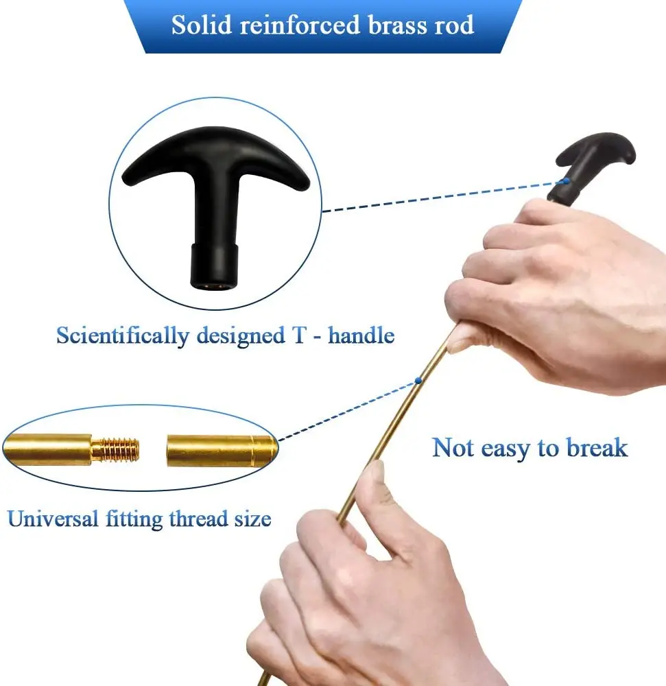 20PCS .22.357.38,9mm.45 Caliber Gun Cleaning Brush Kit Brass Cleaning Rod Bronze Bore Brush