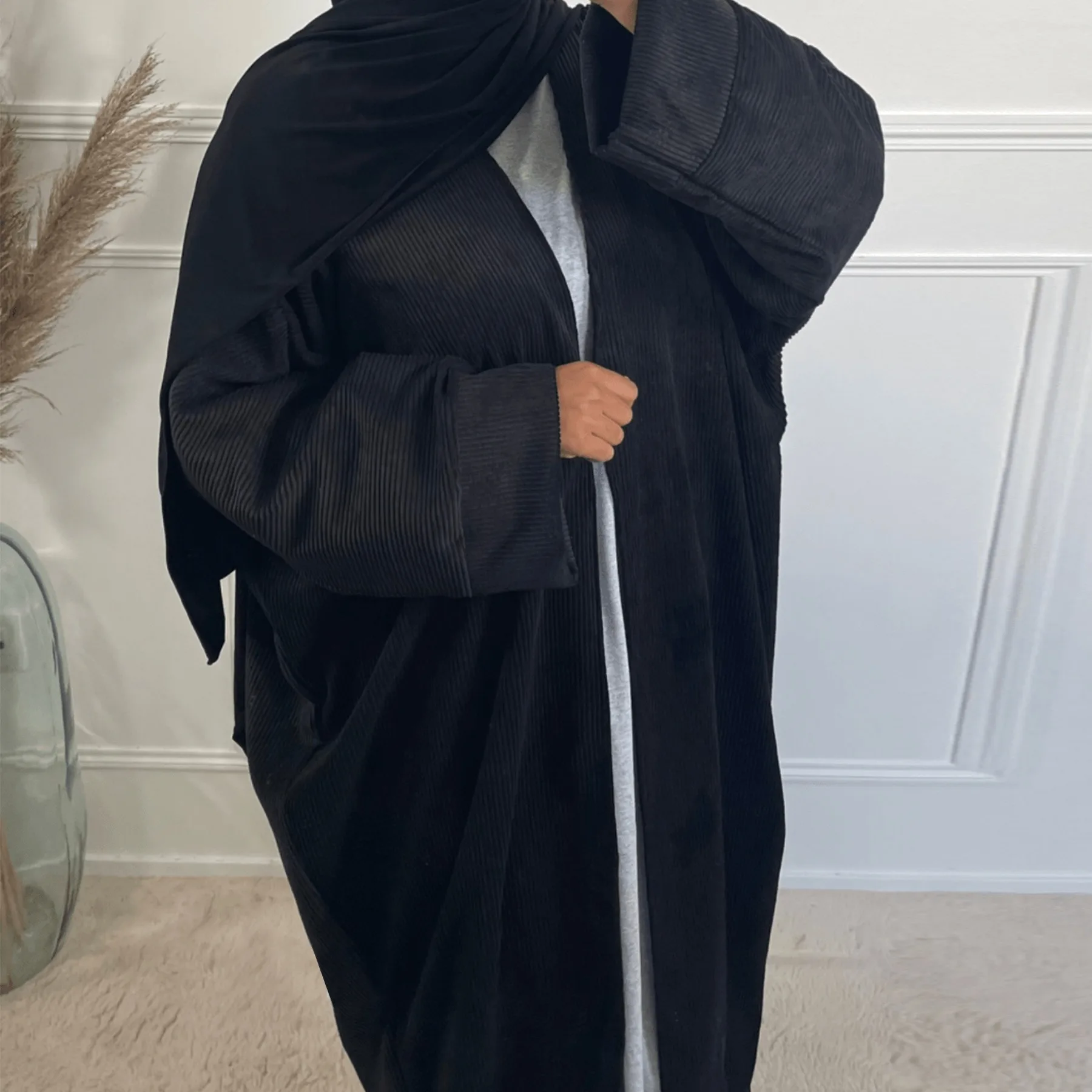 Best Selling Women Luxury Kaftan Breathable 2 Layer Khimar YARN DYED Dubai Wholesale Abaya Burqa
