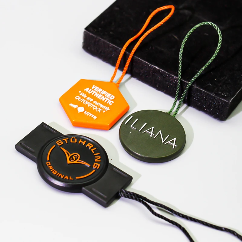 Labels Maker Custom cord lock plastic seal tag plastic cord lock tags for clothes label