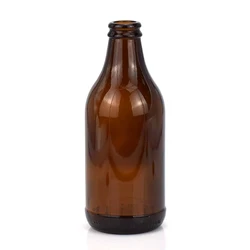 High quality empty 300ml amber beer glass bottle with crown cap
