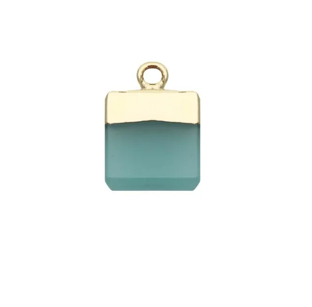 15x12 MM DIY Black Onyx Necklace Pendant Gold 18K Electroplated Square Gemstone Charms Unisex for Party