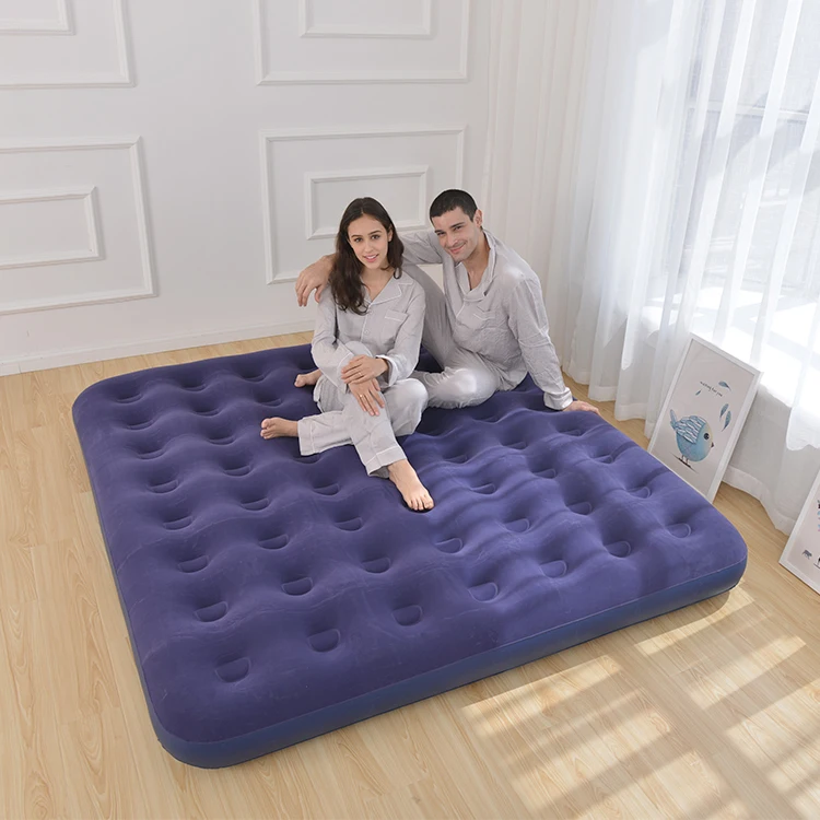 High Quality Flocked PVC Full Size Easy Carry Inflatable Air Sleeping Bed Mattress Camping  inflatable mattress Portable bed