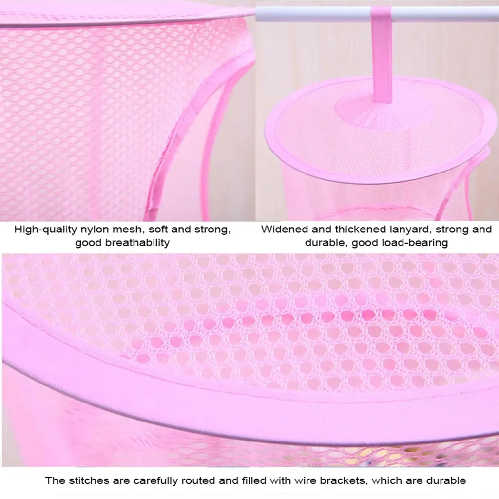Multifunctional 3 layers Portable Travel Folding Kids Toy Underwear Bra mesh pocket shelf rack hanging storage organizer basket