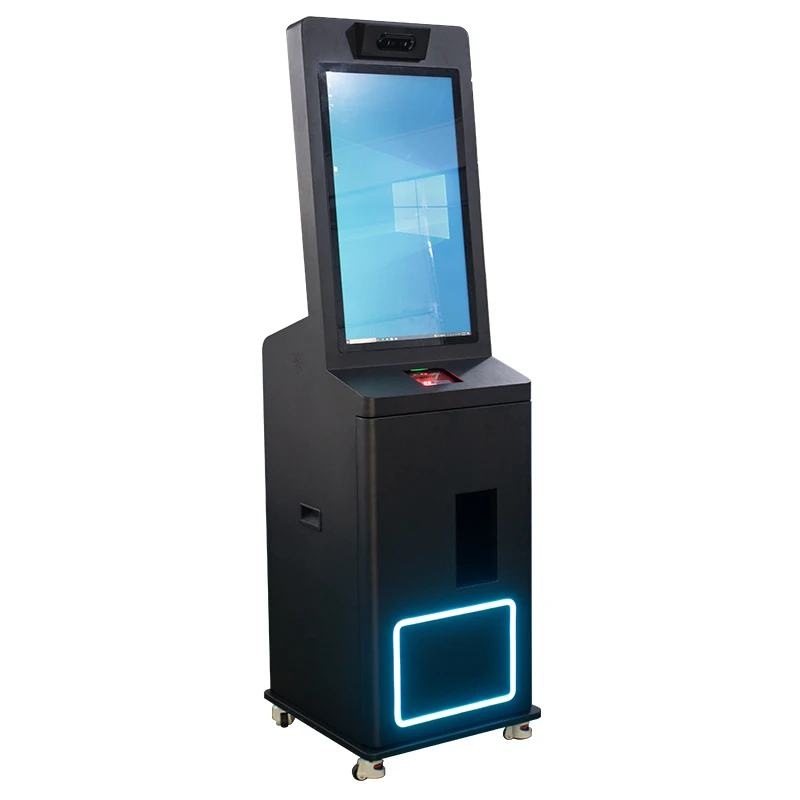 Free stand name badge printing self service touch screen room card  ticket convention card dispenser printer kiosk with wheels