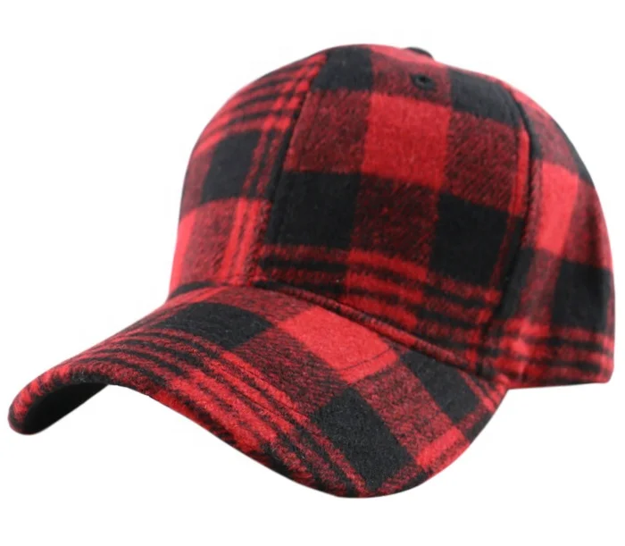 Winter Warm Casual Lumberjack Plaid Melange Cap Dad Hat 6 Panel Classic Adjustable Soft Furry Baseball Cap