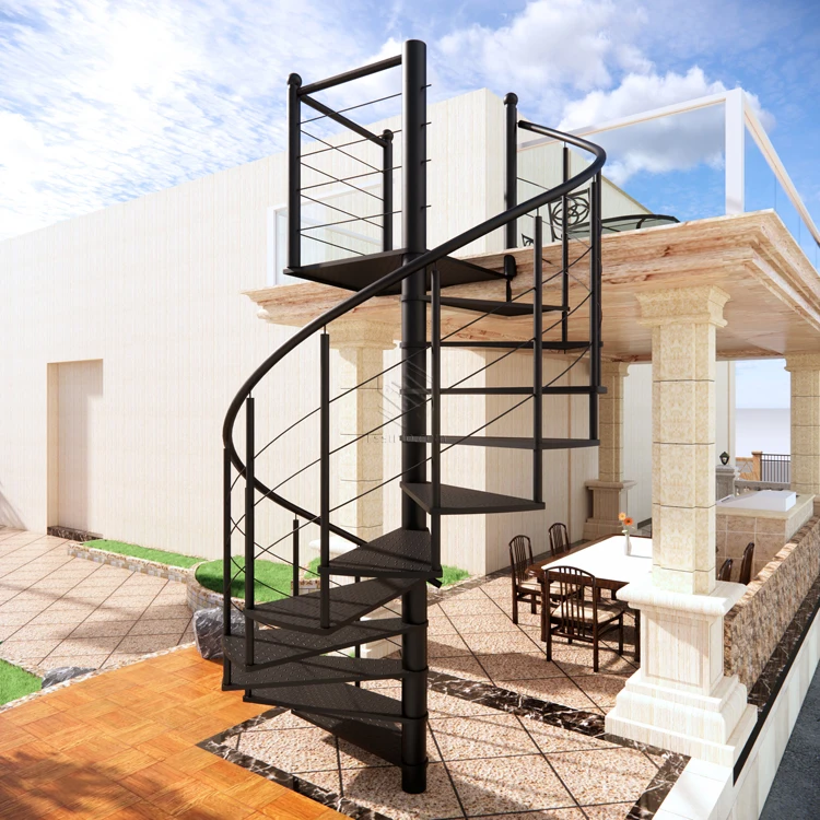 Outdoor metal stairs galvanized  powder coated Steel Straight staircase design