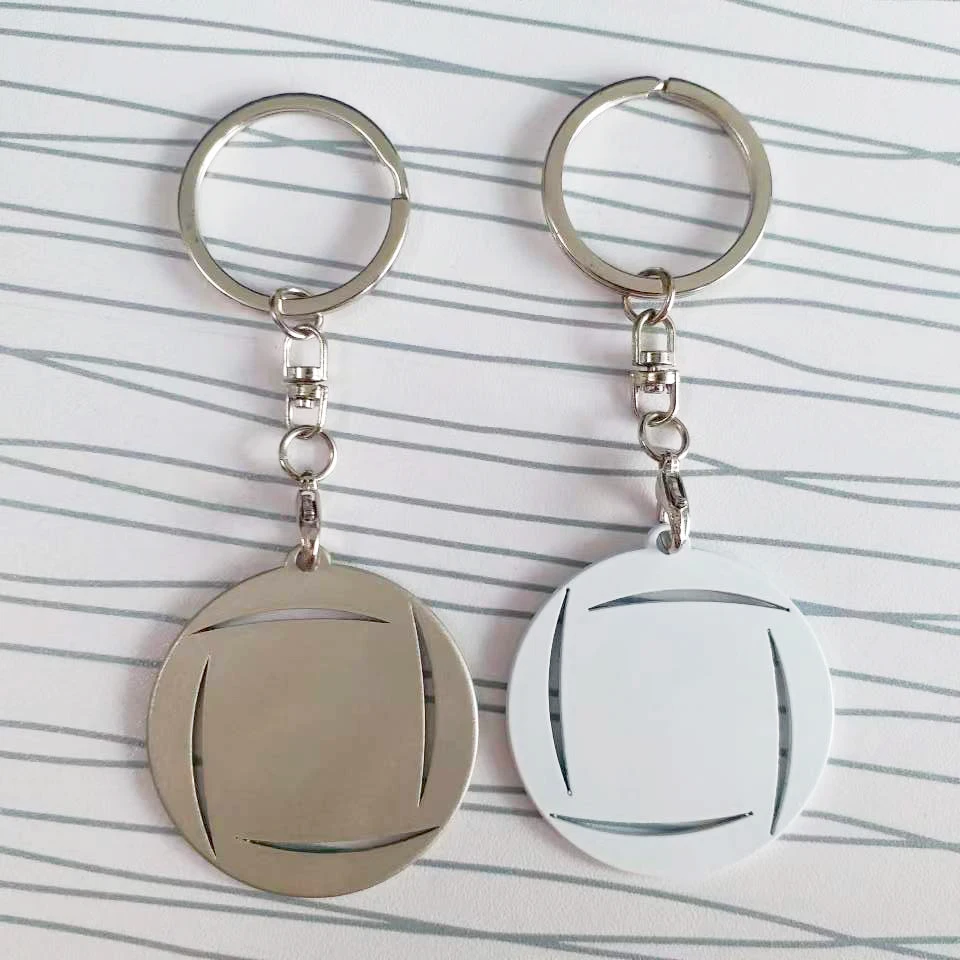 Customized personalized souvenirs Coin keychain printing vintage pattern art collection sublimation blanks metal key chains