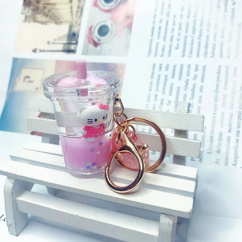Creative Mini Soft Drink Keychain Milk tea Keychain for Bubble Tea Acrylic Moving Keyring Girl Keychain Cute gift